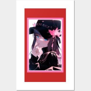 Aesthetic Anime Girl Pink Rosa Black | Quality Aesthetic Anime Design | Chibi Manga Anime Art Posters and Art